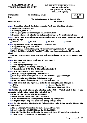 Đề thi kết thúc học phần Lịch sử lớp 12 - Mã đề 001 - Trường Cao đẳng Bách Việt